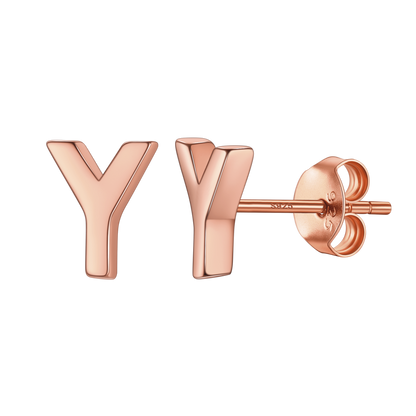 Sterling Silver Tiny Initial Letter Earrings Alphabet Studs for