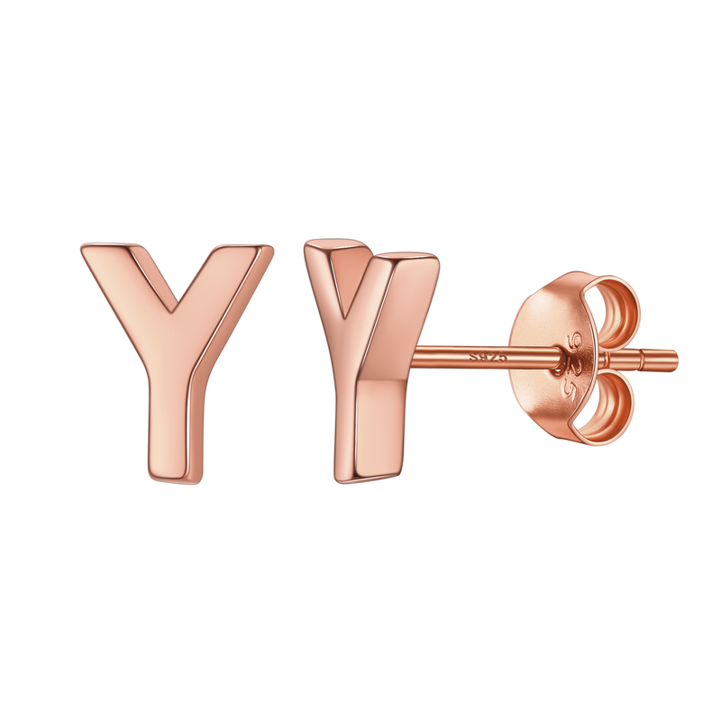 Sterling Silver Tiny Initial Letter Earrings Alphabet Studs for