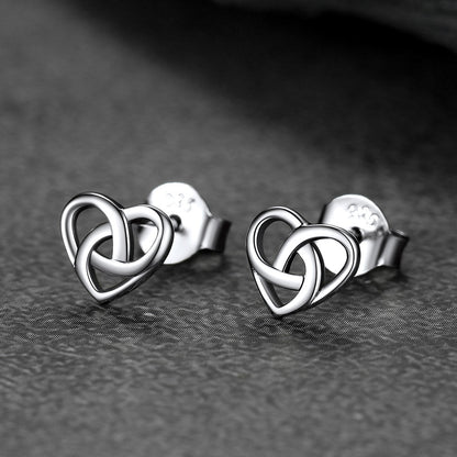 Sterling Silver Celtic Knot Heart Stud Earrings for Girl