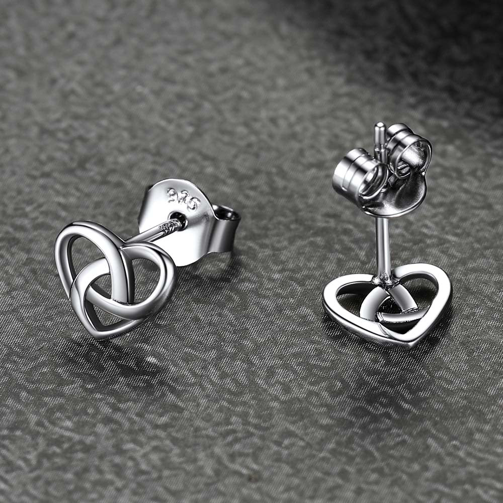 Sterling Silver Celtic Knot Heart Stud Earrings for Girl