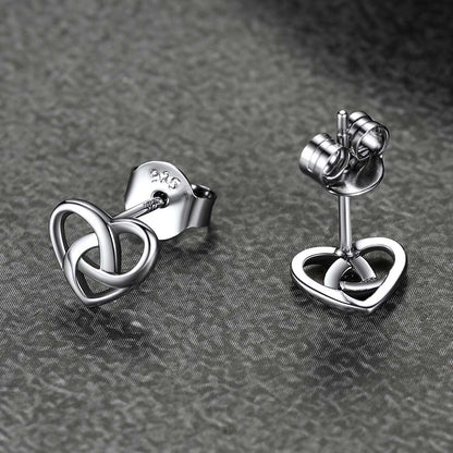 Sterling Silver Celtic Knot Heart Stud Earrings for Girl
