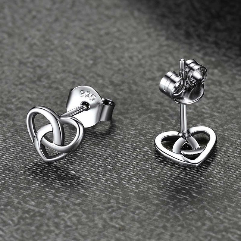 Sterling Silver Celtic Knot Heart Stud Earrings for Girl