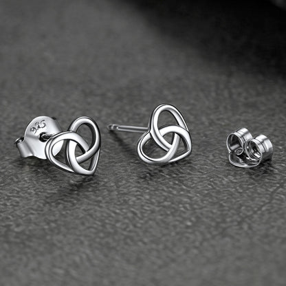 Sterling Silver Celtic Knot Heart Stud Earrings for Girl