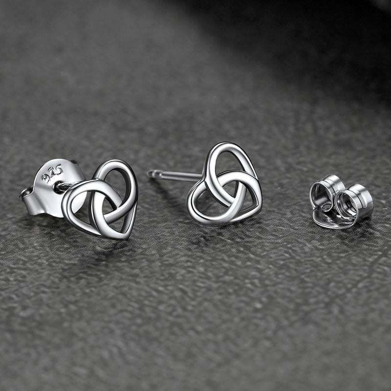 Sterling Silver Celtic Knot Heart Stud Earrings for Girl