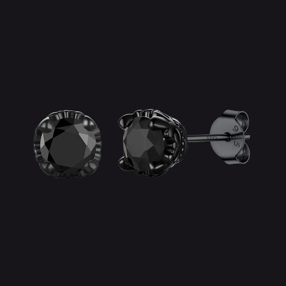 Sterling Silver Black Cubic Zirconia Stud Earrings for