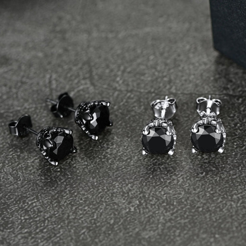 Sterling Silver Black Cubic Zirconia Stud Earrings for