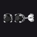 Sterling Silver Black Cubic Zirconia Stud Earrings for