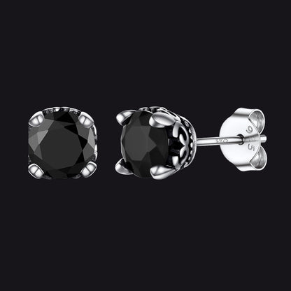 Sterling Silver Black Cubic Zirconia Stud Earrings for