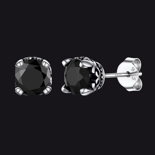 Sterling Silver Black Cubic Zirconia Stud Earrings for