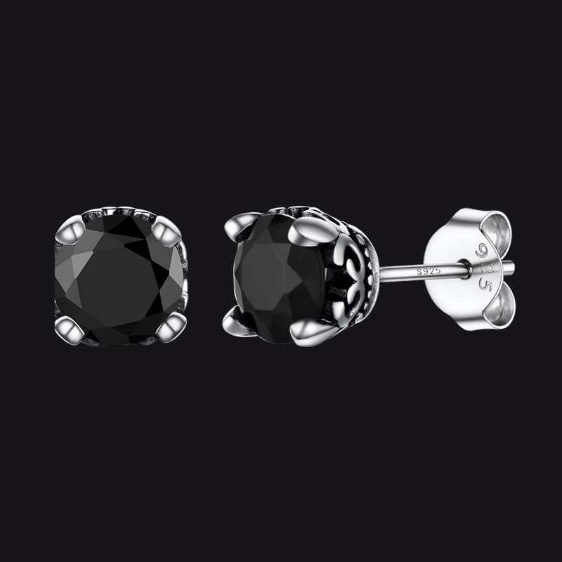 Sterling Silver Black Cubic Zirconia Stud Earrings for