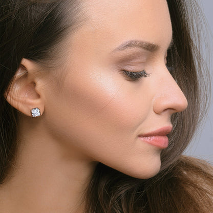 Celtic Diamond Stud Earrings in Sterling Silver for