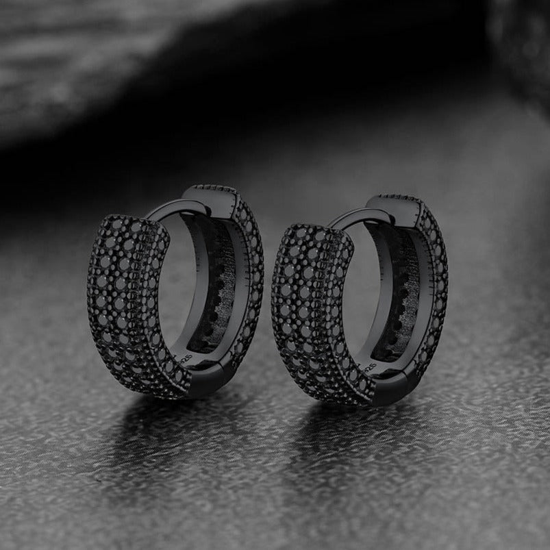 Chunky Diamond Hoop Huggie Earrings for in Sterling Silver