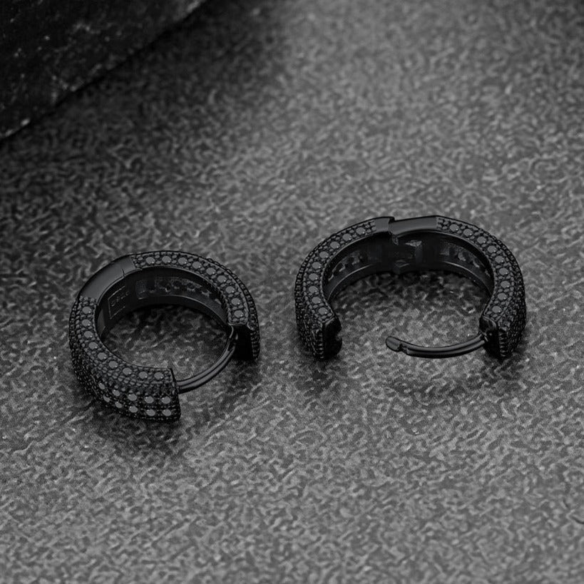 Chunky Diamond Hoop Huggie Earrings for in Sterling Silver