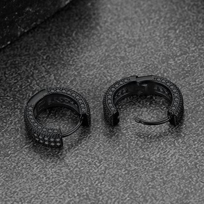 Chunky Diamond Hoop Huggie Earrings for in Sterling Silver