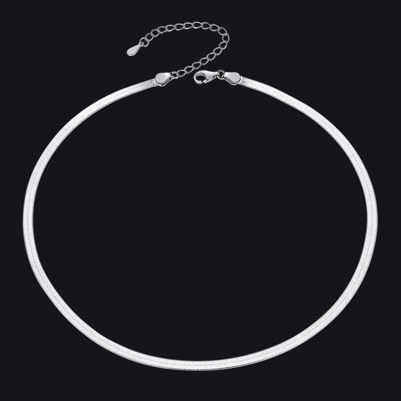 Sterling Silver 3mm Snake Chain Chokcer Necklace for