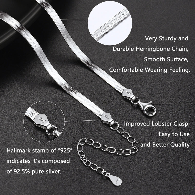 Sterling Silver 3mm Snake Chain Chokcer Necklace for