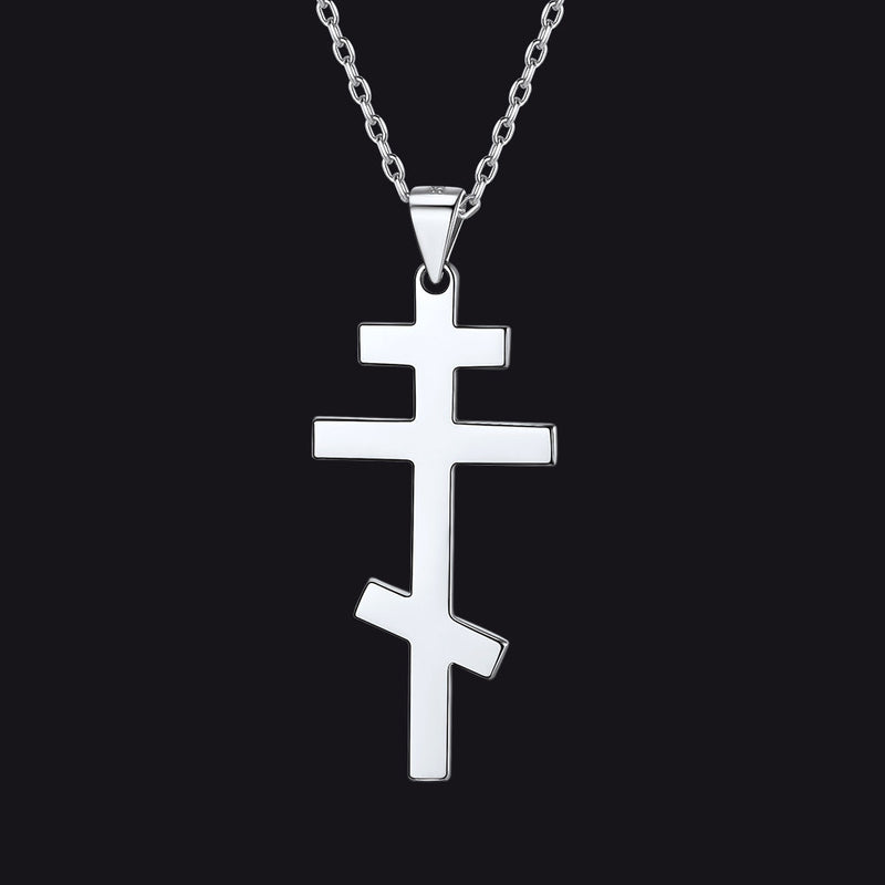 Sterling Silver Russian Orthodox Cross Necklace