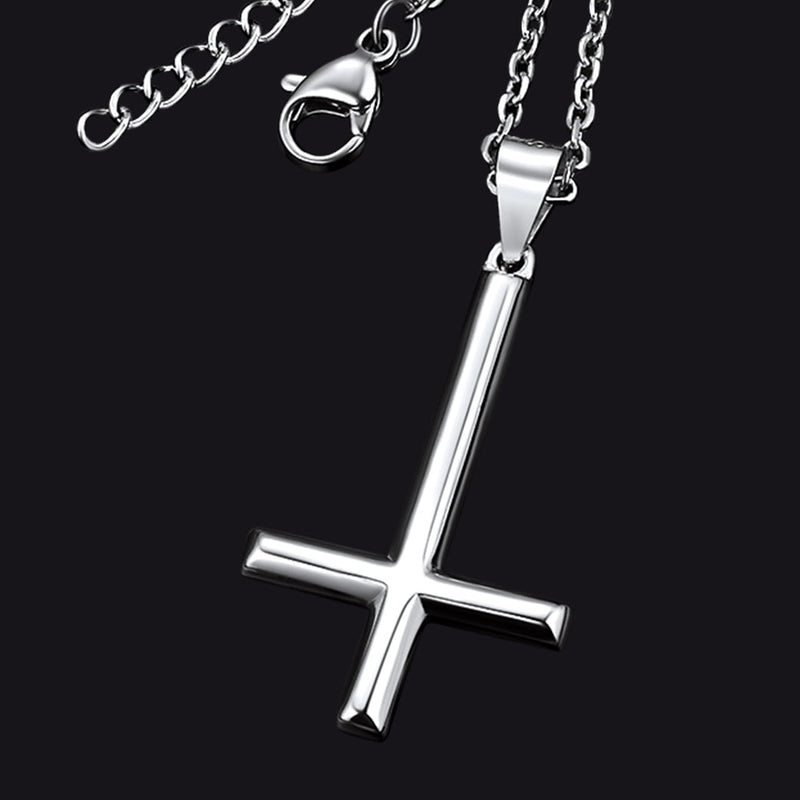 925 Sterling Silver Upside Down Inverted Cross Necklace for