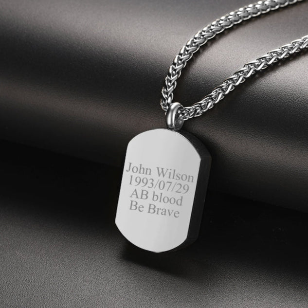 Customized Urn Dog Tag Necklace for Ashes Memorial Cremation Jewelry