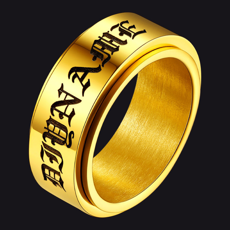 Custom Engraved Fidget Spinner Anxiety Stainless Steel Ring for