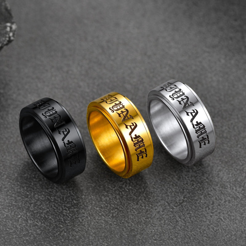 Custom Engraved Fidget Spinner Anxiety Stainless Steel Ring for