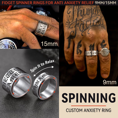 Custom Engraved Fidget Spinner Anxiety Stainless Steel Ring for