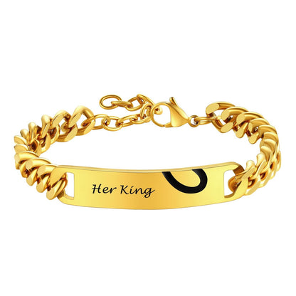 Custom Engraving Heart Couple Link Bracelet