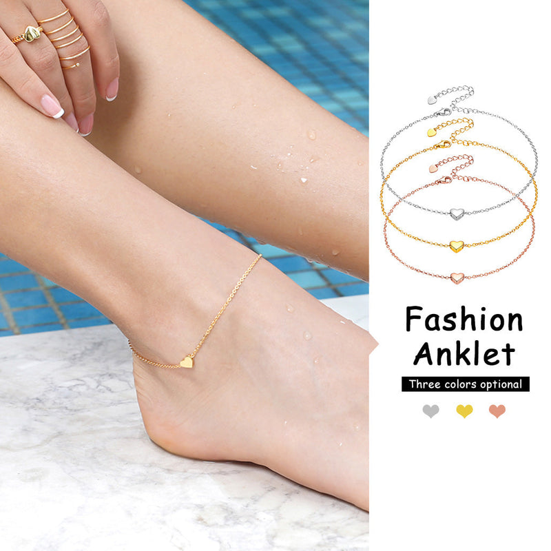 Customized Heart Anklet for in Sterling Silver