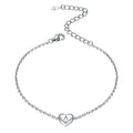 Sterling Silver Dainty Beach Heart Initial Anklet for