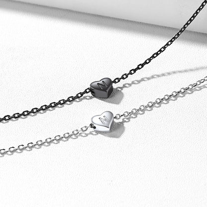 Sterling Silver Dainty Beach Heart Initial Anklet for