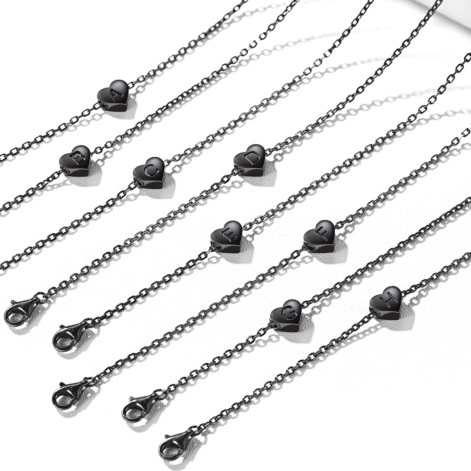 Sterling Silver Dainty Beach Heart Initial Anklet for