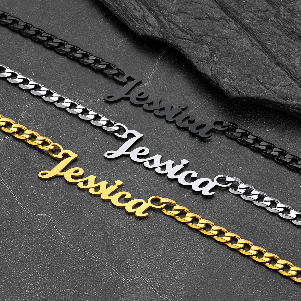 Custom Nameplate Choker Chain Necklace for 18 Inch