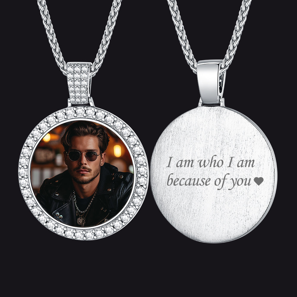 Sterling Silver Customized Cz Picture Necklace Memorial Pendant for