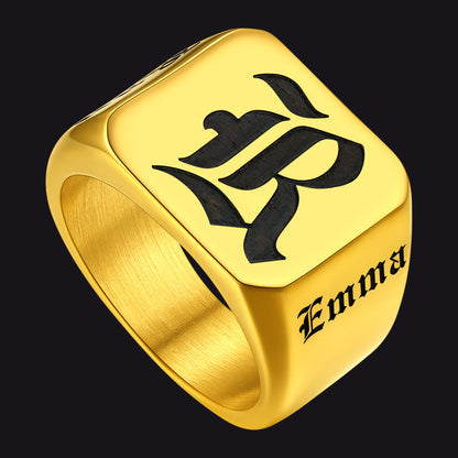 Customized Initial Name Signet Ring Gifts for Father
