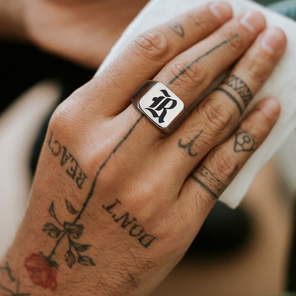 Customized Initial Name Signet Ring Gifts for Father