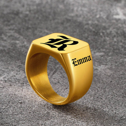 Customized Initial Name Signet Ring Gifts for Father