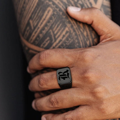 Customized Initial Name Signet Ring Gifts for Father
