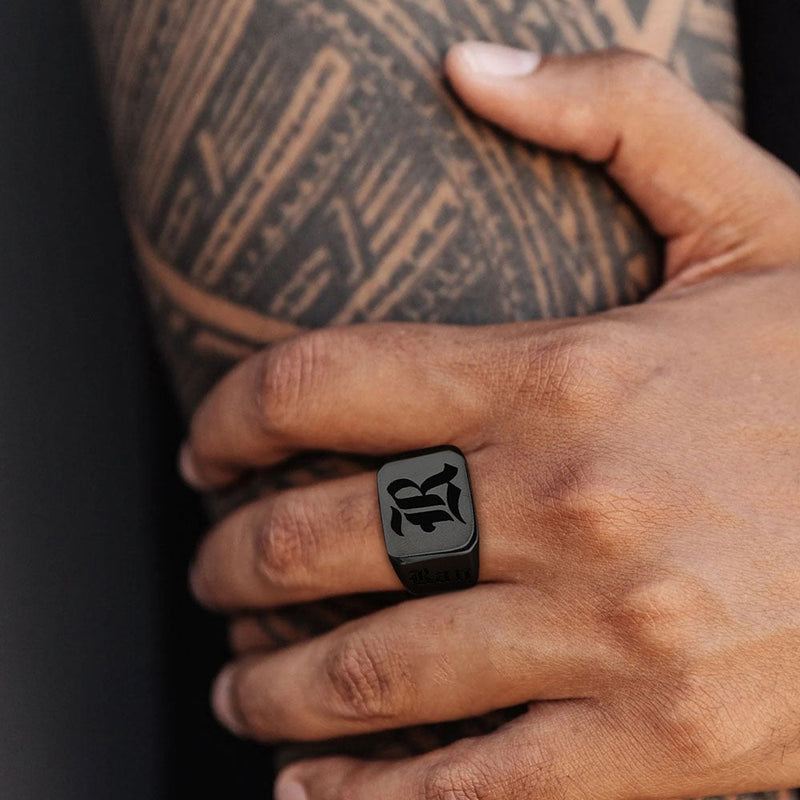 Customized Initial Name Signet Ring Gifts for Father