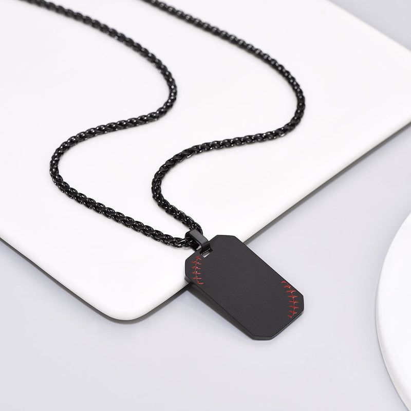 Customized Engraved Baseball Number Dog Tag Necklace for