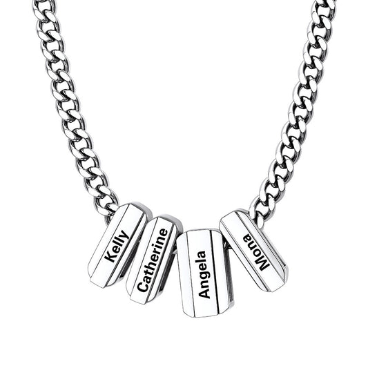 Personalized Engraved Name Chain Charm Necklace for