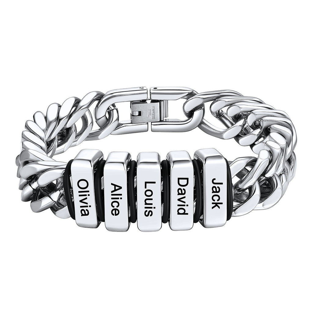Personalized Cuban Link Bracelet Engraved Name Bracelet for