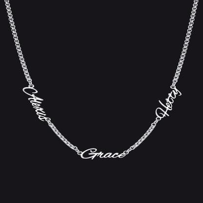 Personalized Multi Name Box Chain Necklace , Custom Mothers Day Presents