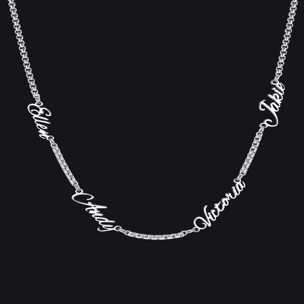 Personalized Multi Name Box Chain Necklace , Custom Mothers Day Presents