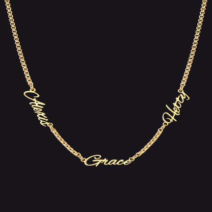 Personalized Multi Name Box Chain Necklace , Custom Mothers Day Presents