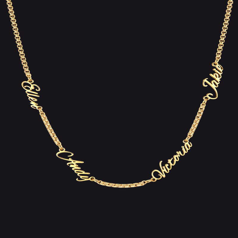 Personalized Multi Name Box Chain Necklace , Custom Mothers Day Presents