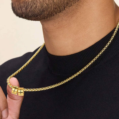 Customized Engraved Name Beads Chain Necklace for