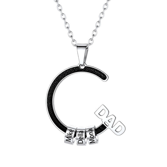 Personalized 1-5 Names Beads Necklace for Dad