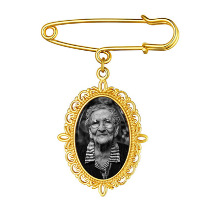 Customized Memorial Photo Charm Boutonniere Pins for Wedding