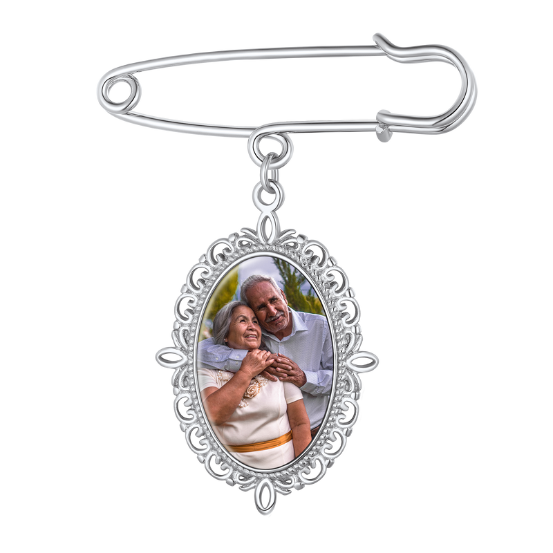 Customized Memorial Photo Charm Boutonniere Pins for Wedding