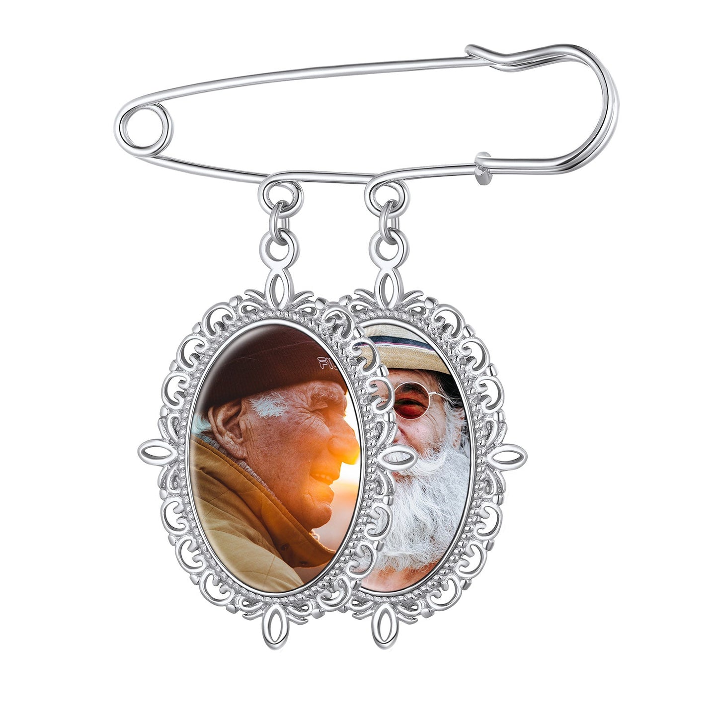 Customized Memorial Photo Charm Boutonniere Pins for Wedding